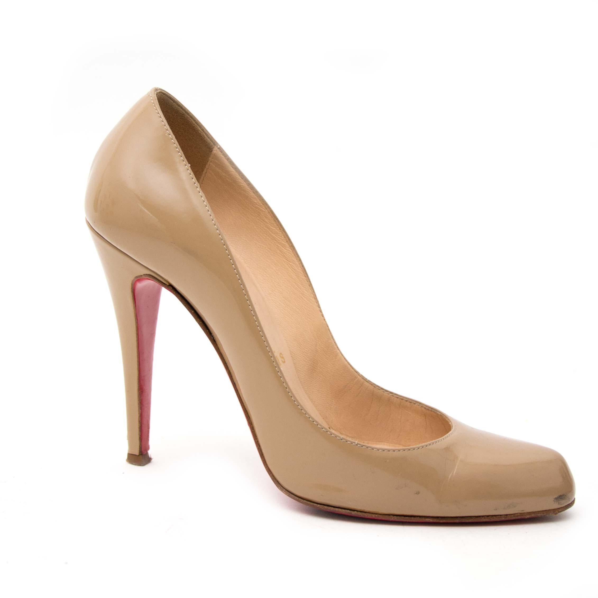 Christian Louboutin Nude Patent Follies 100mm -  Size 36, 5 In Good Condition In Antwerp, BE