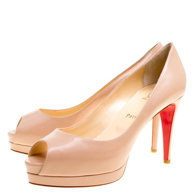 Christian Louboutin Nude Patent Leather Altadama Platform Pumps Size 40 2