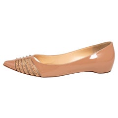Christian Louboutin Nude Patent Leather Goldoflat Flats Size38