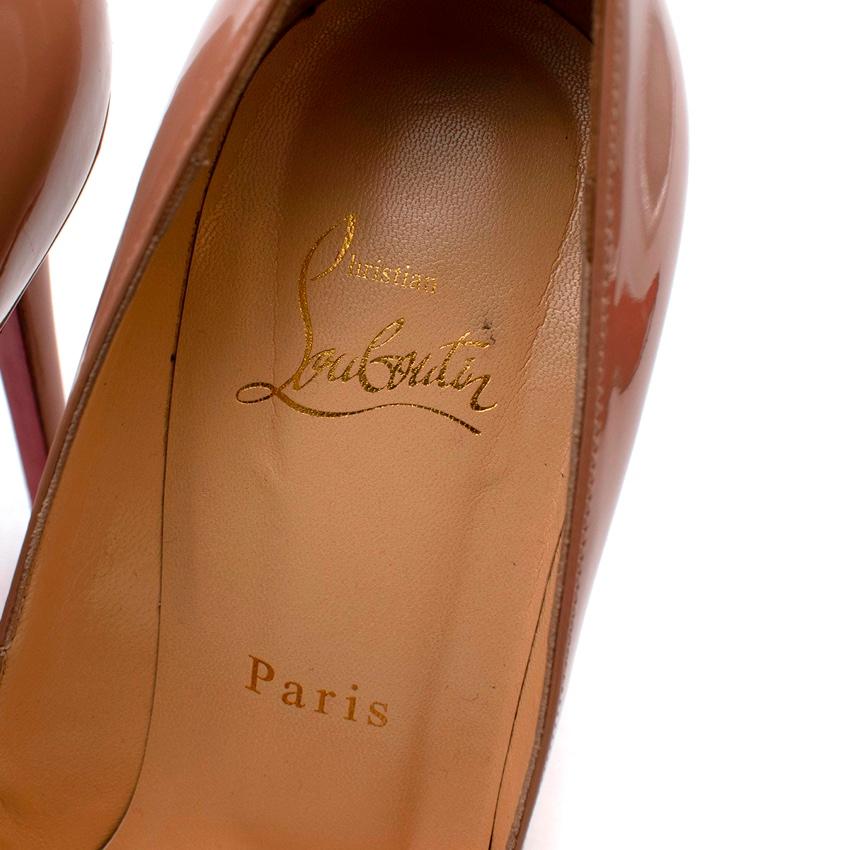 Christian Louboutin Nude Patent Leather Pigalle 120 Pumps - Size EU 38 For Sale 1
