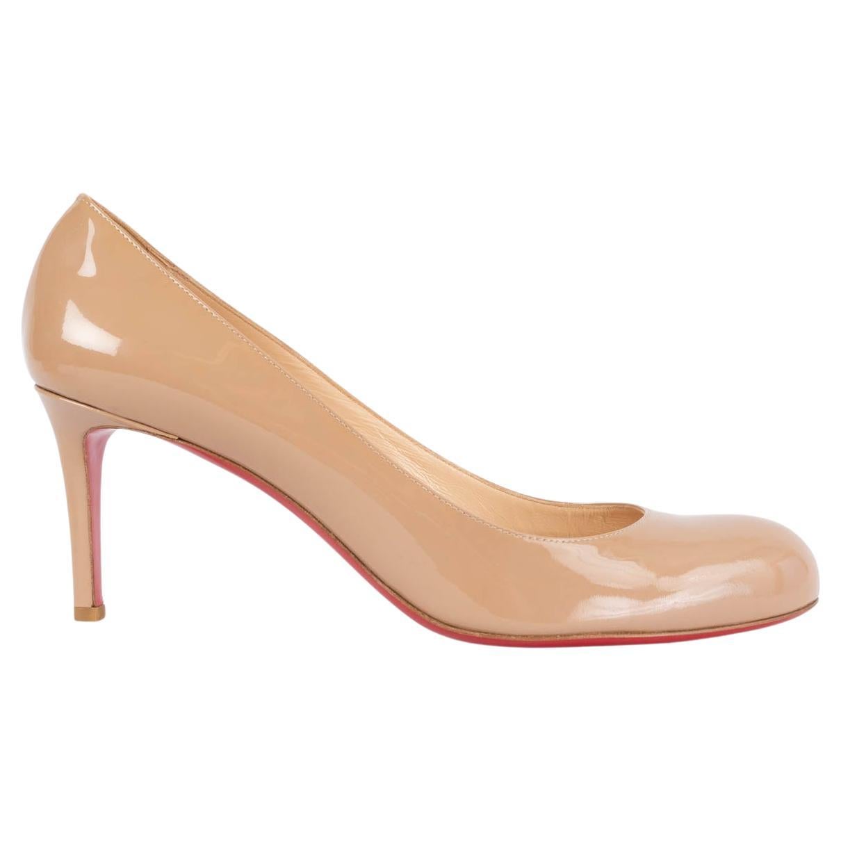 CHRISTIAN LOUBOUTIN nude patent leather SIMPLE 65 Pumps Shoes 41.5 For Sale