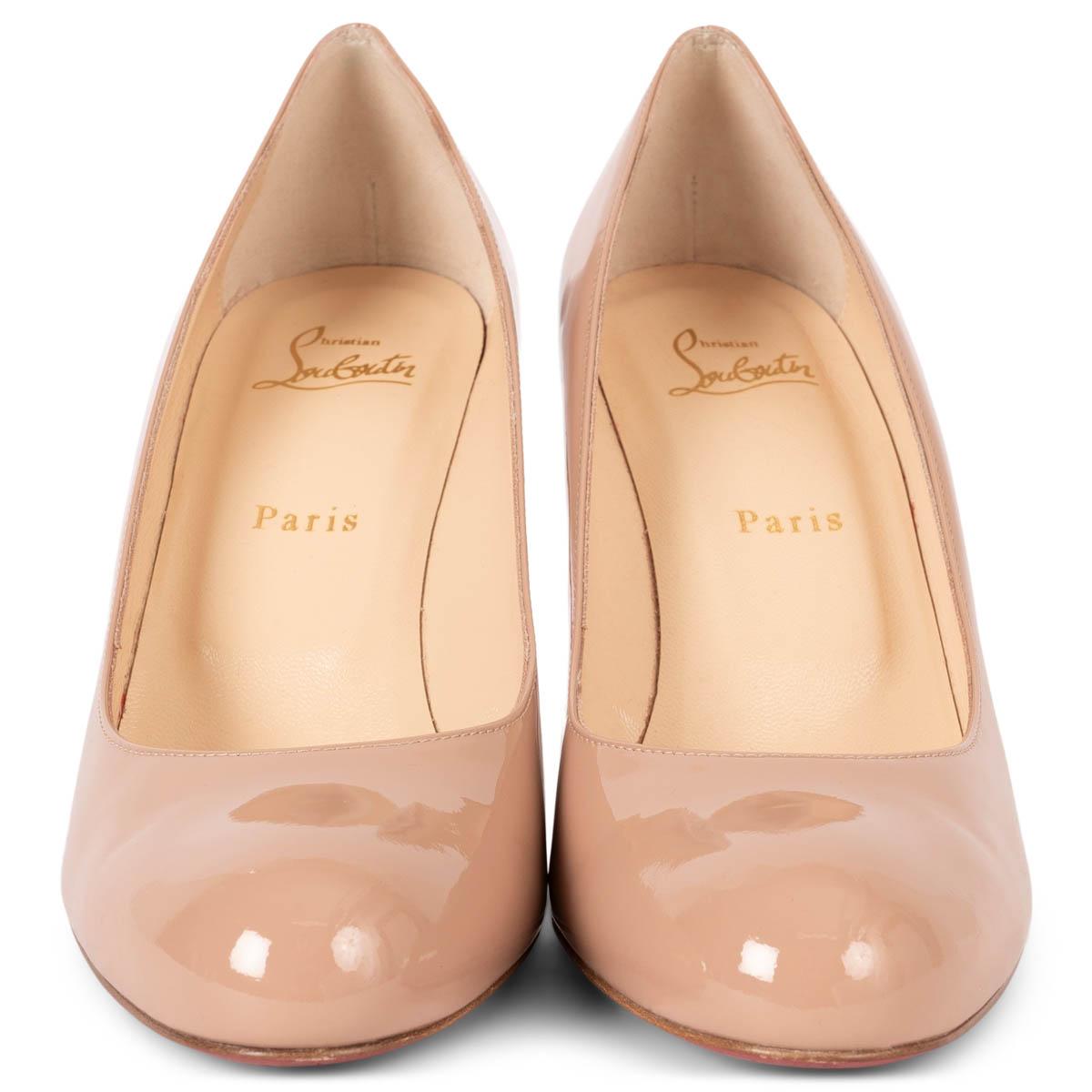 100% authentic Christian Louboutin Simple Pumps 85 in nude patent leather and round toe. Have been worn once and are in virtually new condition. Come with dust bag. 

Measurements
Imprinted Size	40.5 fit small
Shoe Size	40
Inside Sole	26.5cm