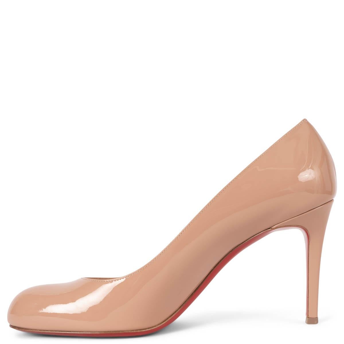 Women's CHRISTIAN LOUBOUTIN nude patent leather SIMPLE PUMP 85 Pumps Shoes 40.5 fit 40 For Sale