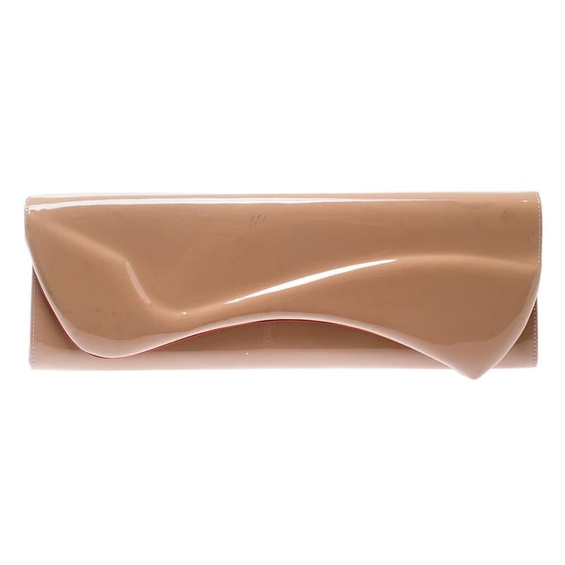 nude patent leather clutch