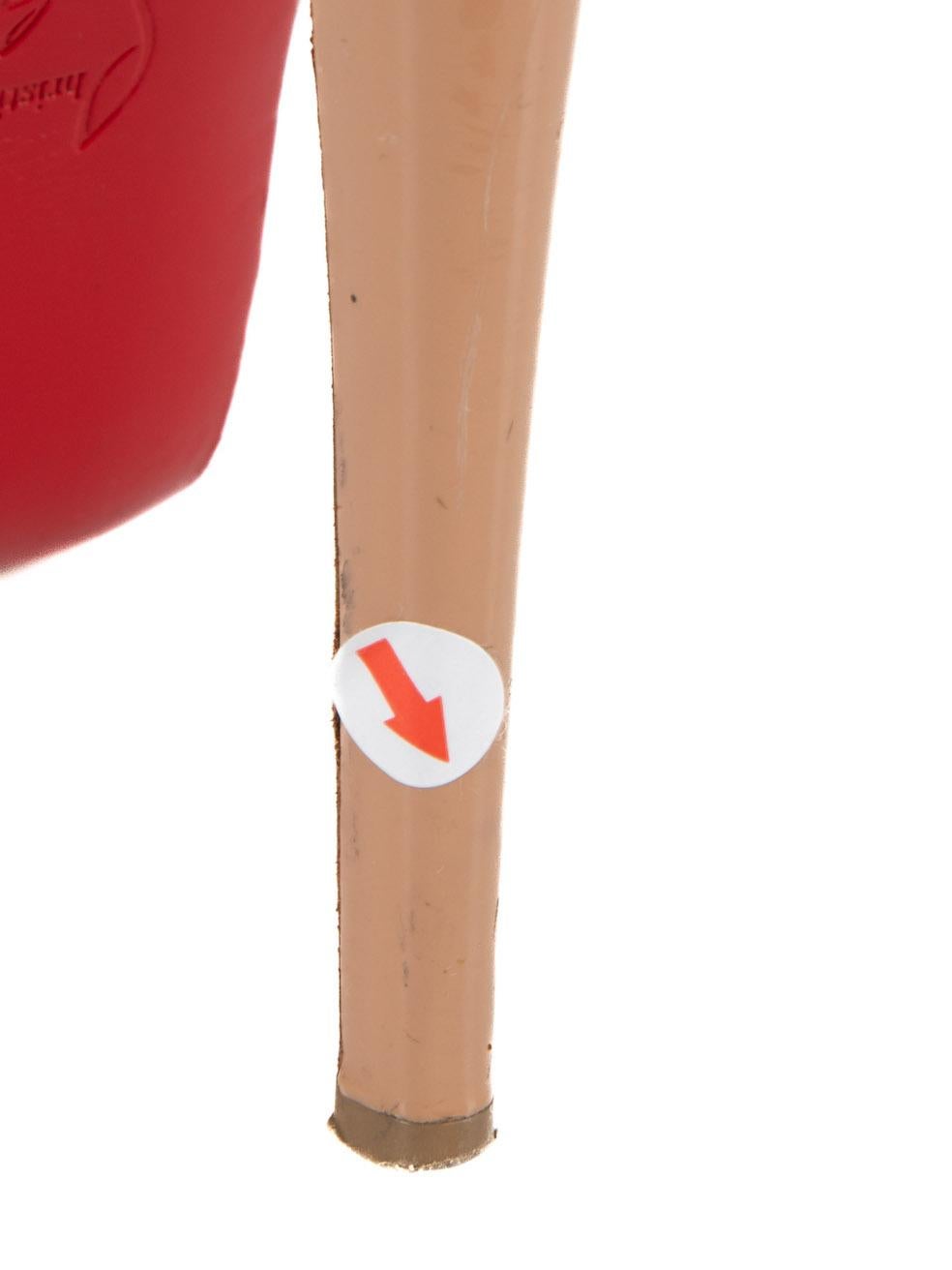 Christian Louboutin Nude Patent Platform Peep Heels Size IT 37.5 For Sale 4