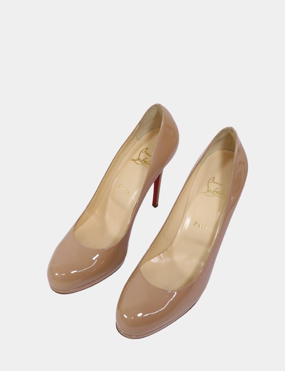 Women's Christian Louboutin Nude Simple Pumps Size EU 40.5 For Sale