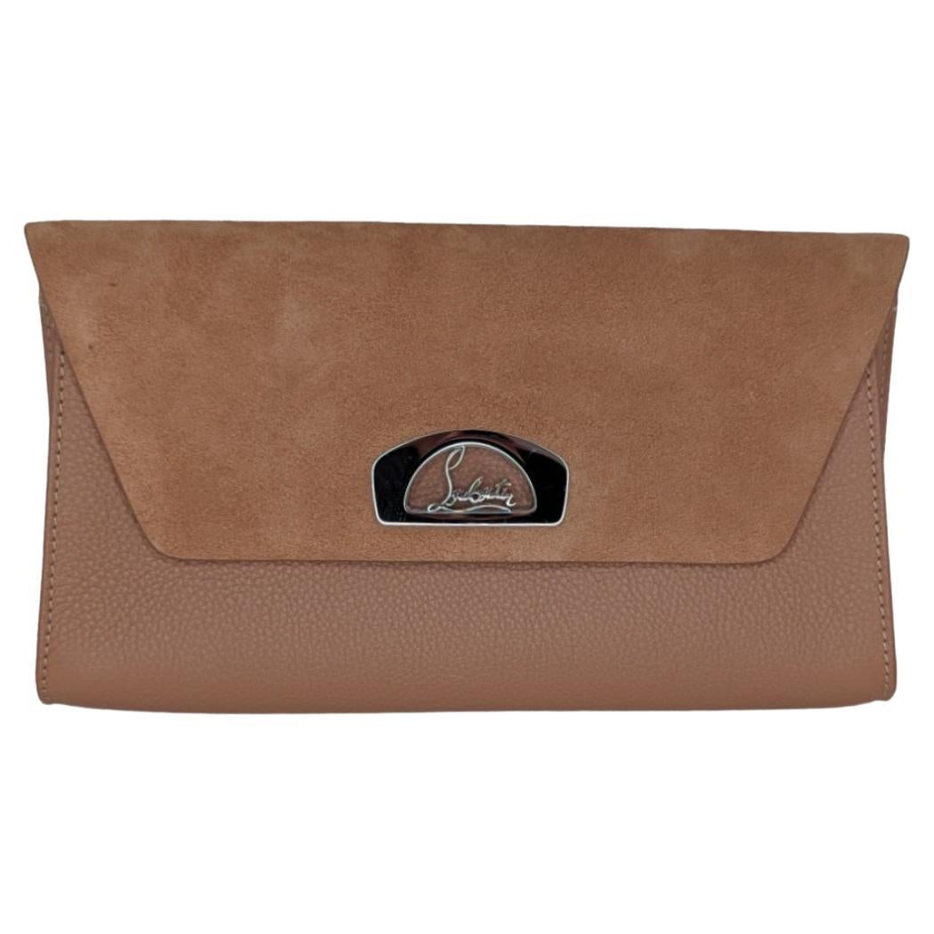 Christian Louboutin Nude Suede Vero Dodat Clutch On Chain For Sale