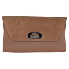 Used Christian Louboutin Nude Suede Vero Dodat Clutch On Chain