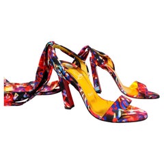 Christian Louboutin Nylon Multicolor Galaxy Printed Ribbon Sandals
