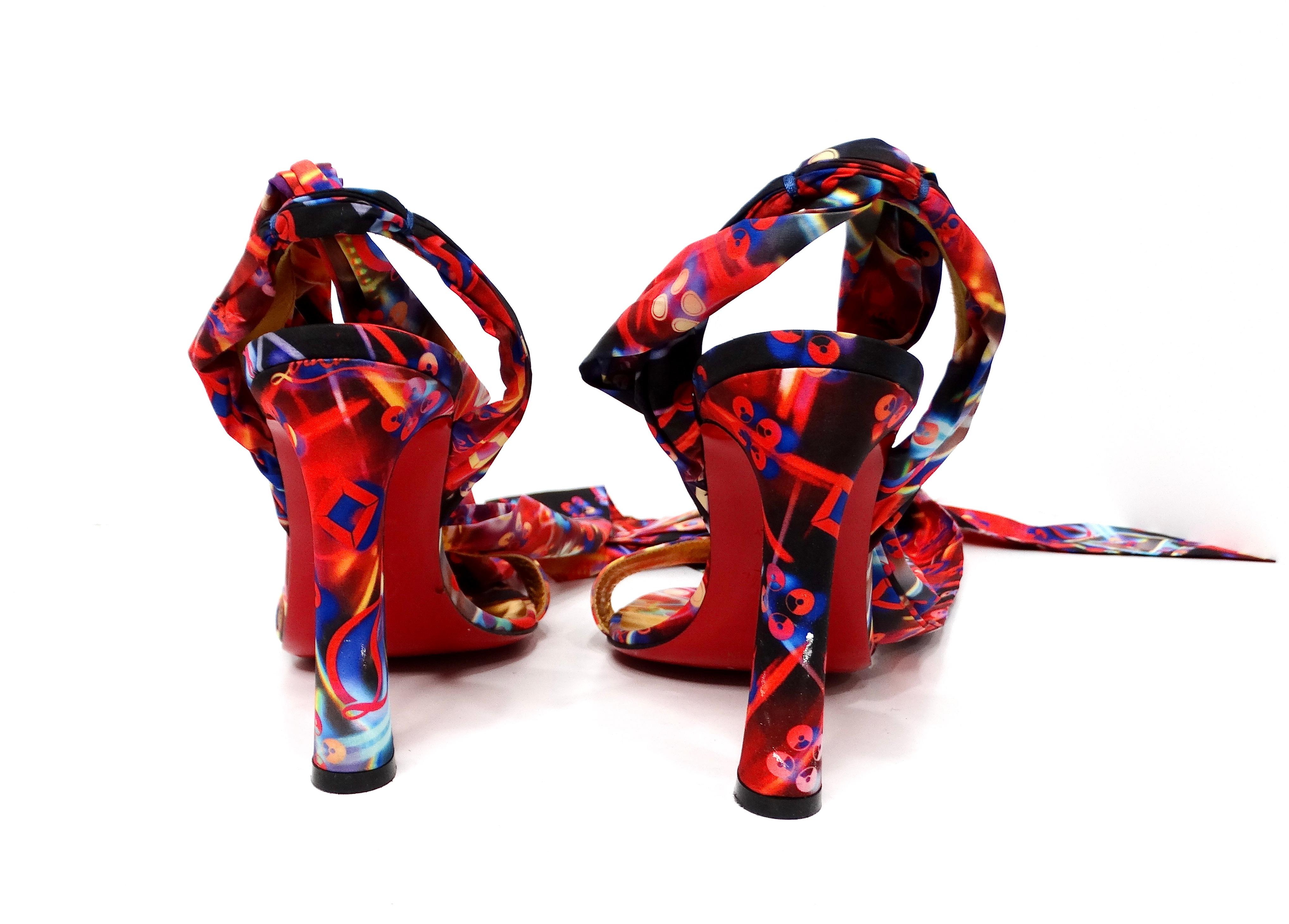 Christian Louboutin Sandalias de nailon con lazo estampado Galaxy multicolor en Bueno estado para la venta en Scottsdale, AZ