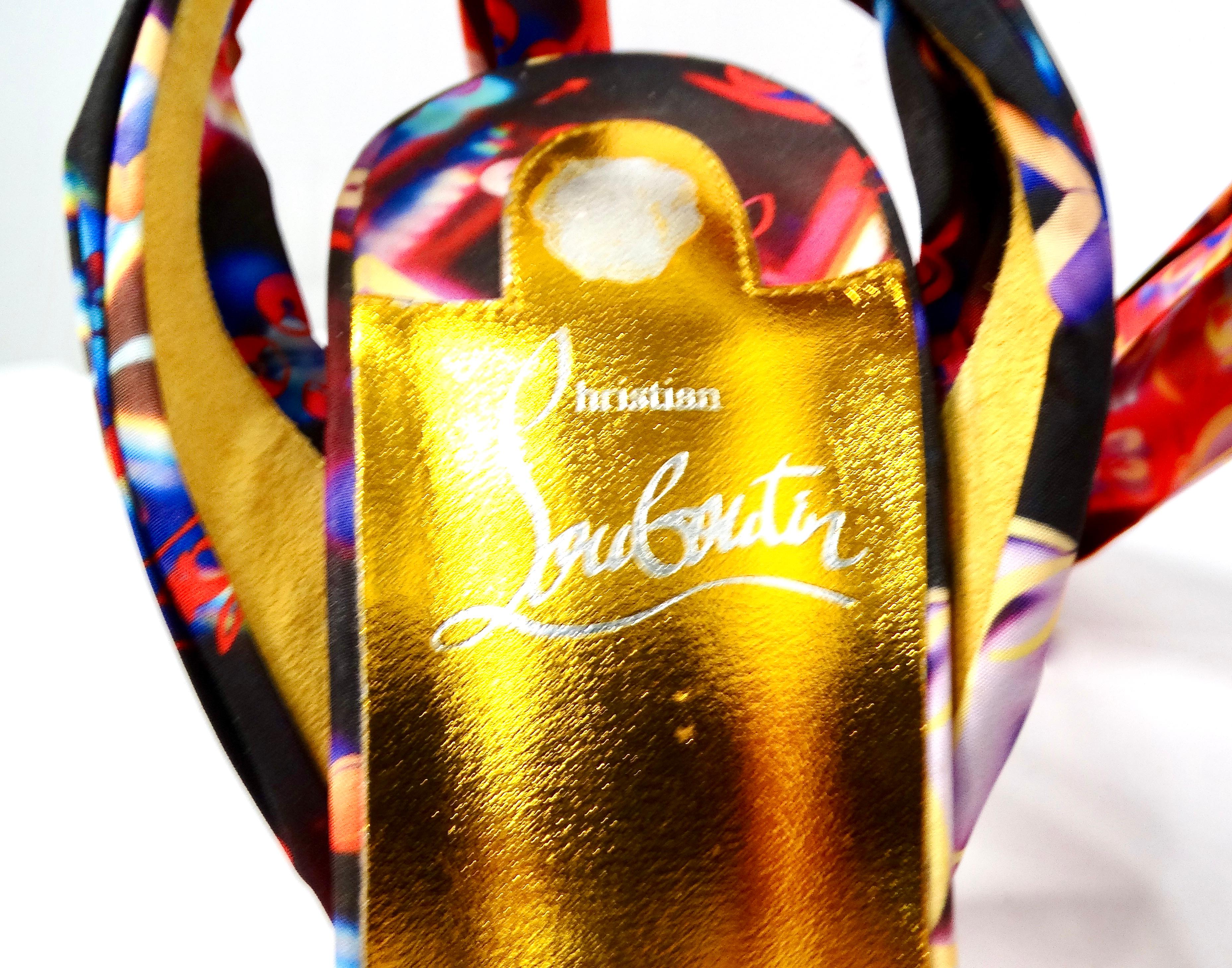 De las mujeres Christian Louboutin Sandalias de nailon con lazo estampado Galaxy multicolor en venta