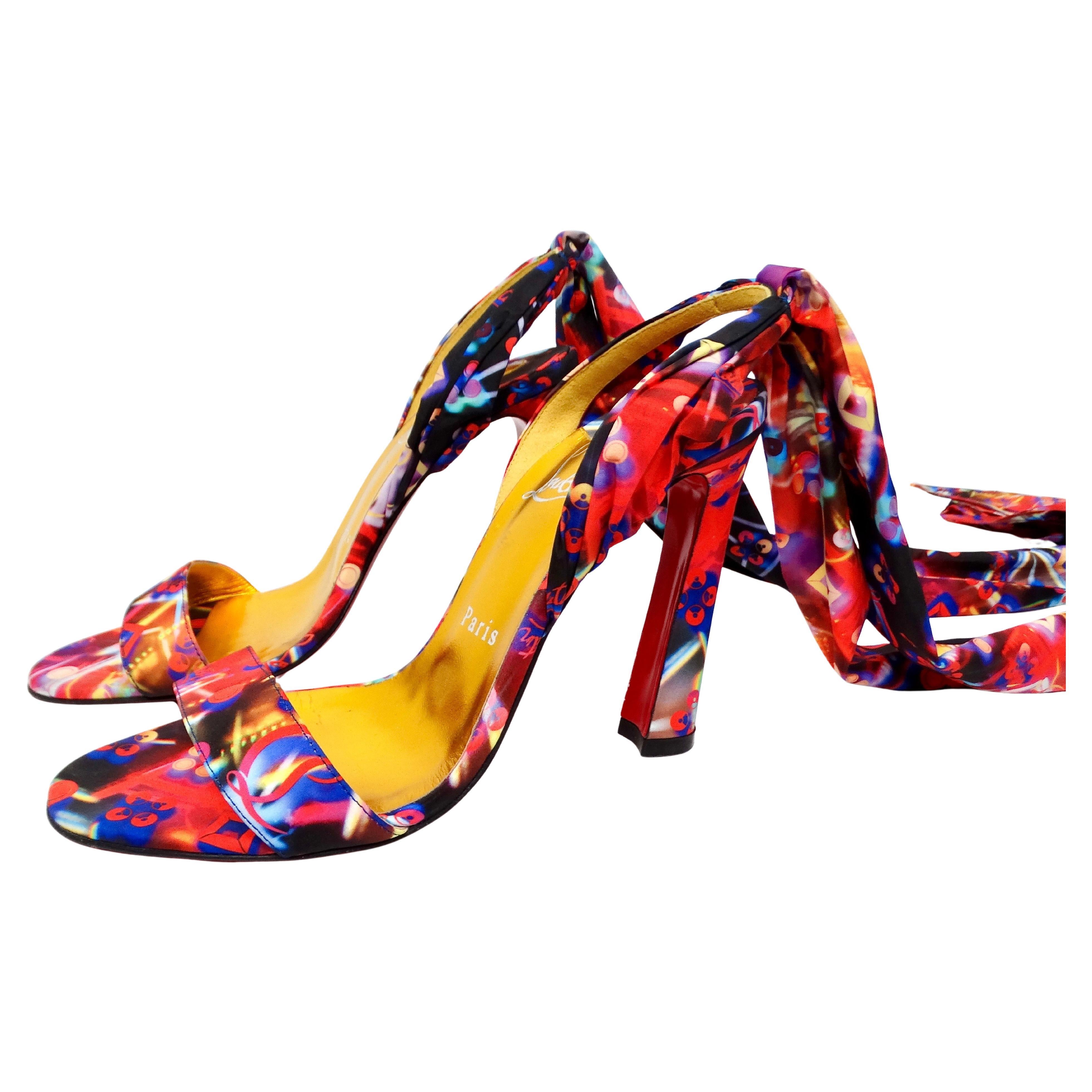 Christian Louboutin Sandalias de nailon con lazo estampado Galaxy multicolor en venta 1