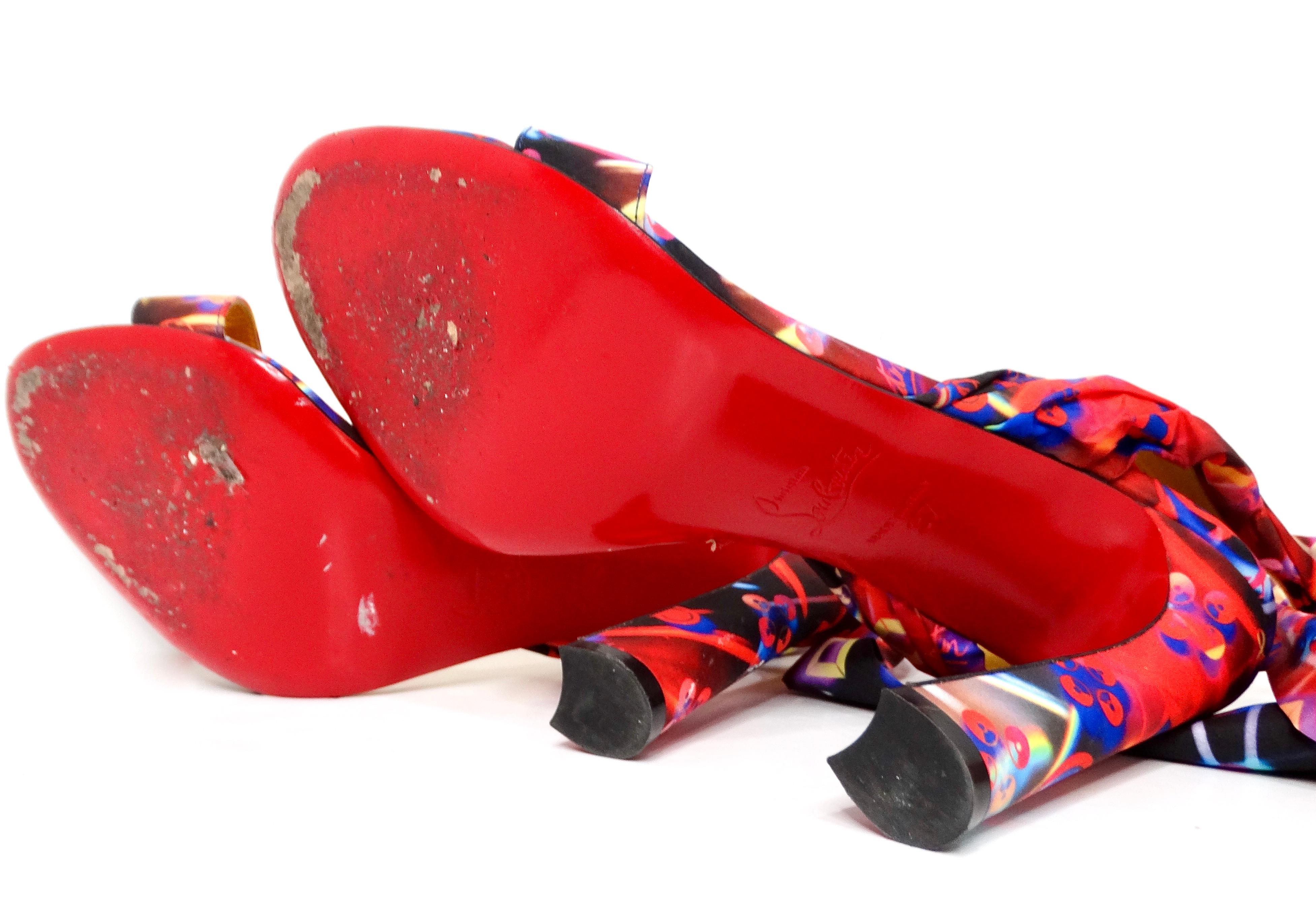 Christian Louboutin Sandalias de nailon con lazo estampado Galaxy multicolor en venta 3