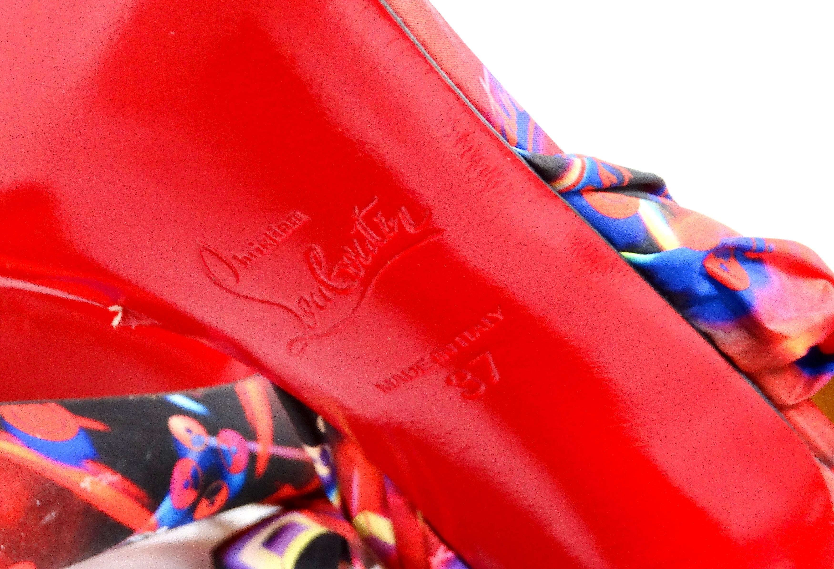 Christian Louboutin Sandalias de nailon con lazo estampado Galaxy multicolor en venta 4