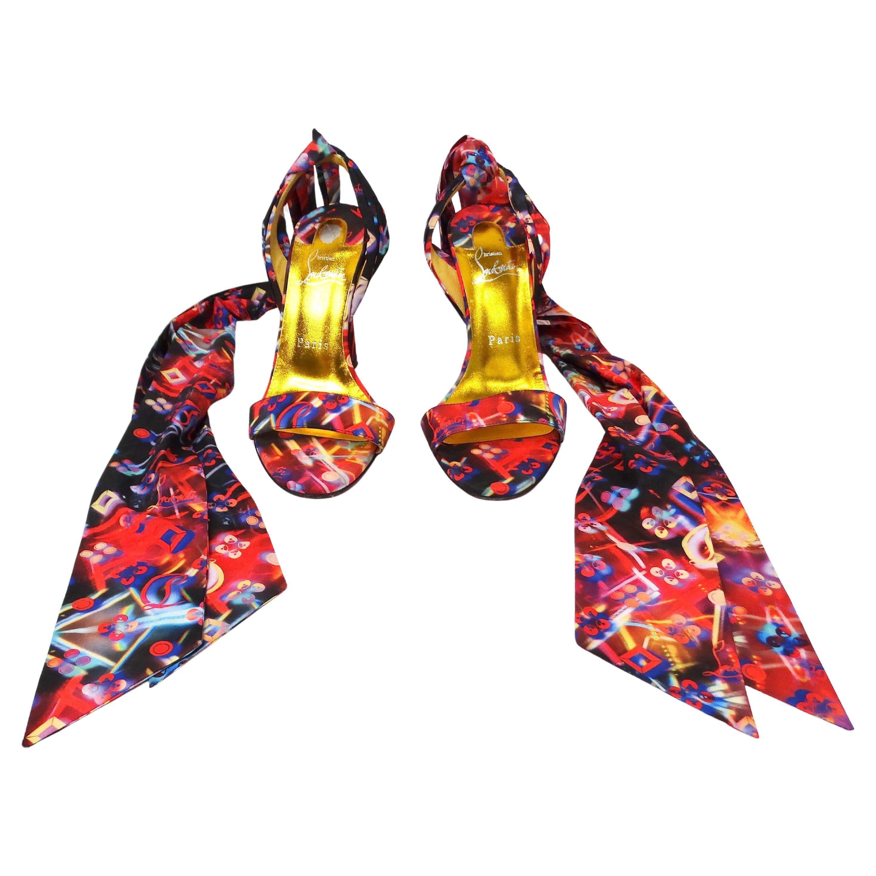 Christian Louboutin Nylon Multicolore Galaxy Printed Ribbon Sandales