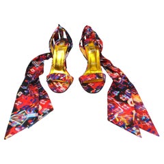 Christian Louboutin Nylon Multicolor Galaxy Printed Ribbon Sandals