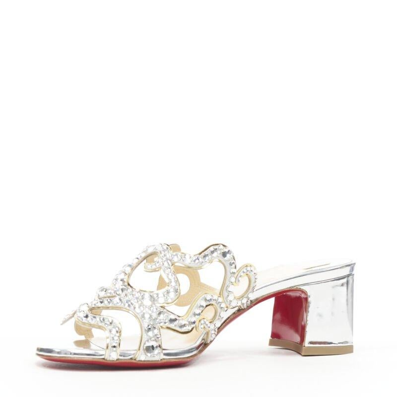CHRISTIAN LOUBOUTIN Octostrass à brides argentées à talons moyens EU36 Neuf - En vente à Hong Kong, NT