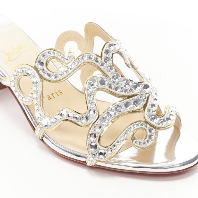 CHRISTIAN LOUBOUTIN Octostrass à brides argentées à talons moyens EU36 en vente 3