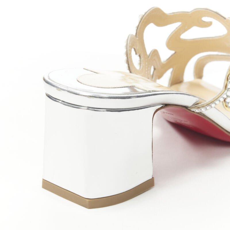 CHRISTIAN LOUBOUTIN Octostrass à brides argentées à talons moyens EU36 en vente 4