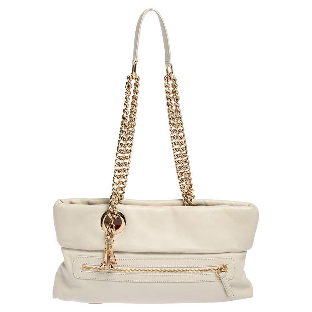 Christian Louboutin Off White Leather Chain Tote