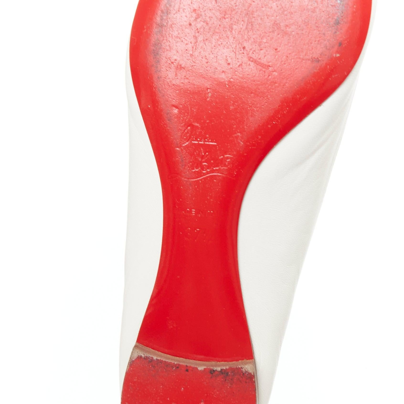 CHRISTIAN LOUBOUTIN off white leather point toe flat shoes EU37.5 5