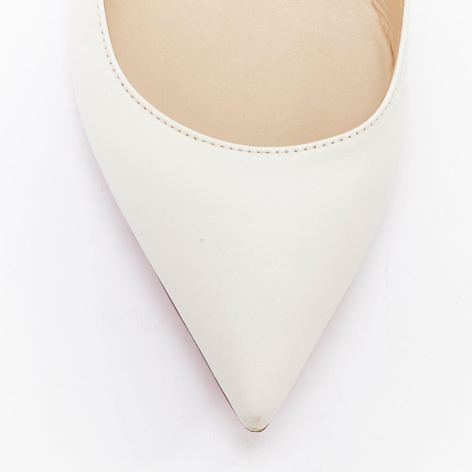 CHRISTIAN LOUBOUTIN off white leather point toe flat shoes EU37.5 1