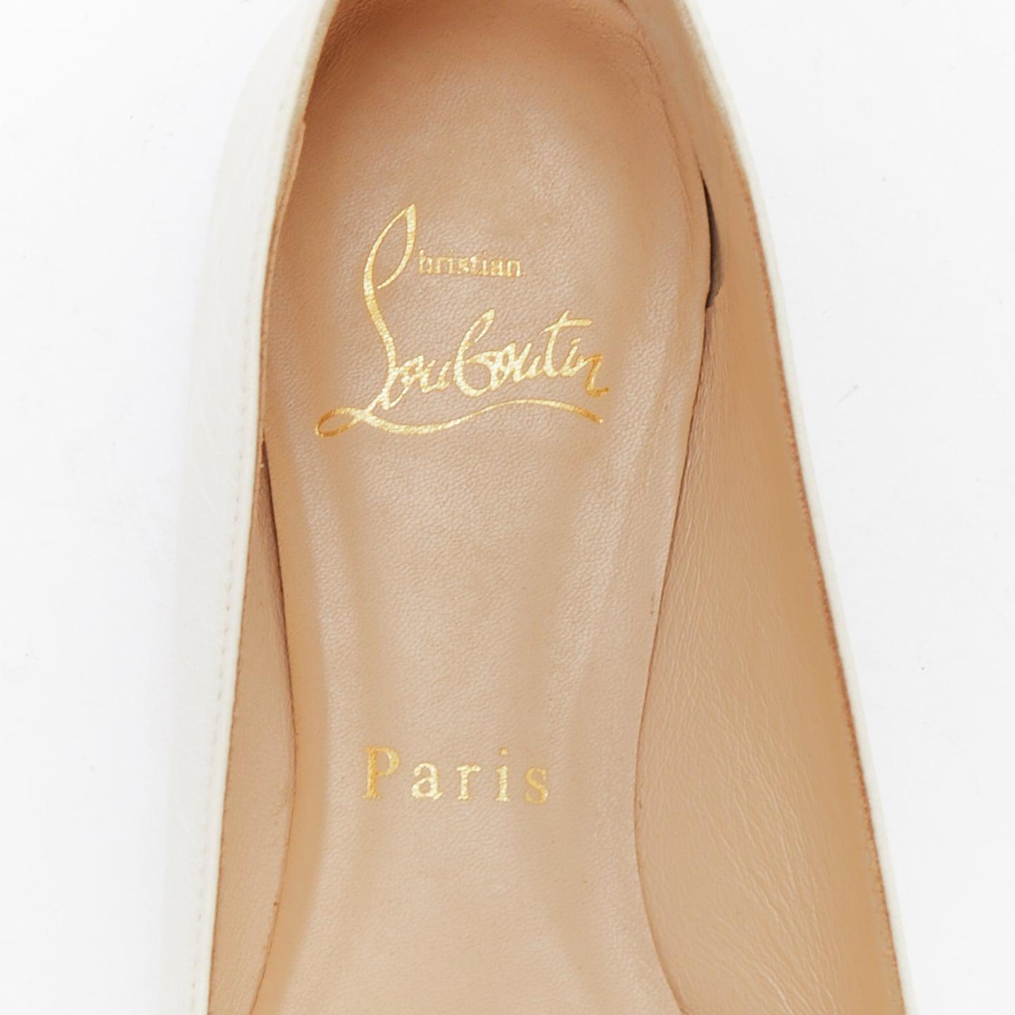 CHRISTIAN LOUBOUTIN off white leather point toe flat shoes EU37.5 4