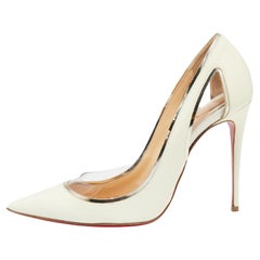 Christian Louboutin Off-White Patent Leather and PVC Cosmo Pigalle Pumps Size 37