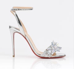 CHRISTIAN LOUBOUTIN "Okydok Lurex" Metallic Leather & Lamé Ankle Strap Sandals