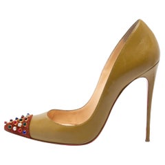 Christian Louboutin Olive Green/Brown Leather And Suede  Pumps Size 41