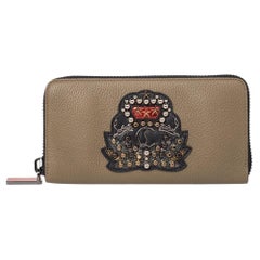 Christian Louboutin Olive Grün Leder Panettone Zip um Brieftasche