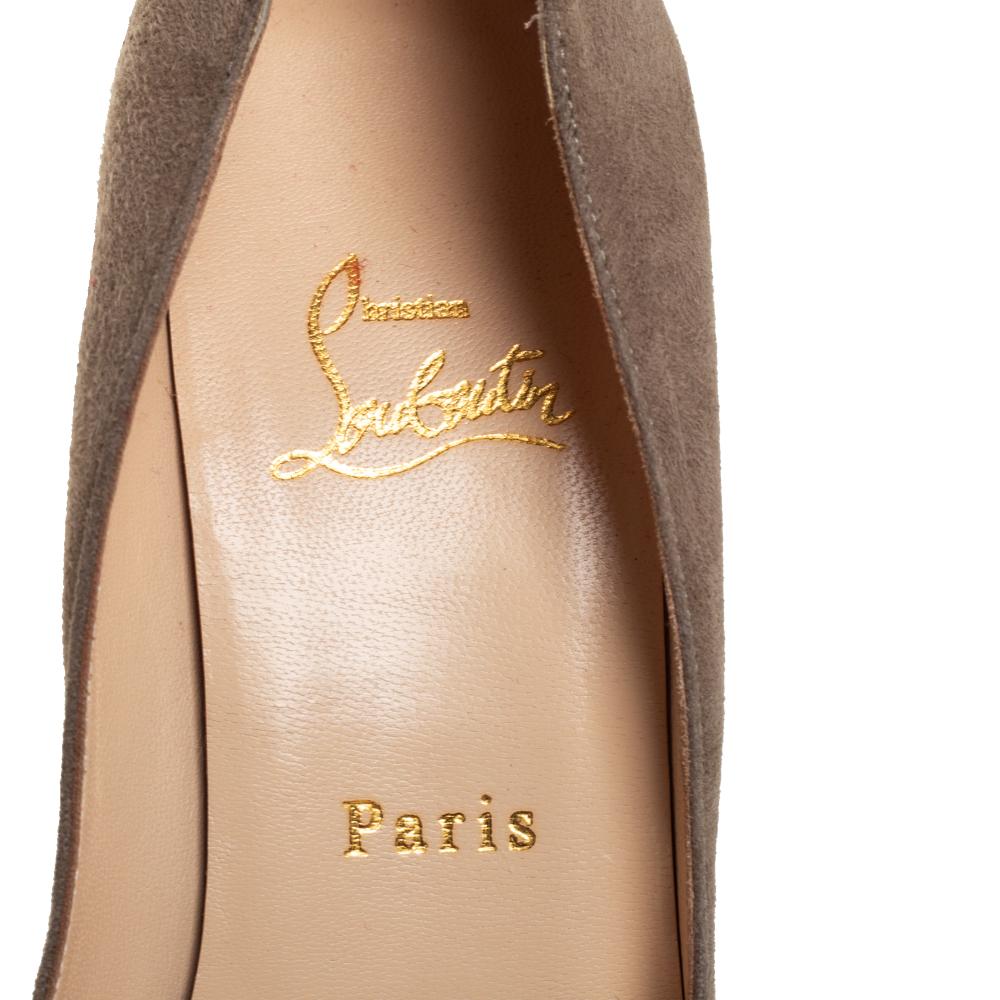 Brown Christian Louboutin Olive Green Suede Zappa Pointed Toe Pumps Size 37