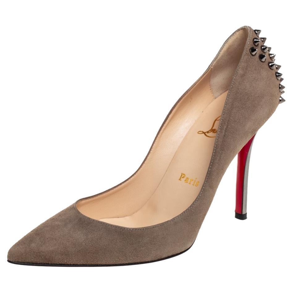 Christian Louboutin Olive Green Suede Zappa Pointed Toe Pumps Size 37