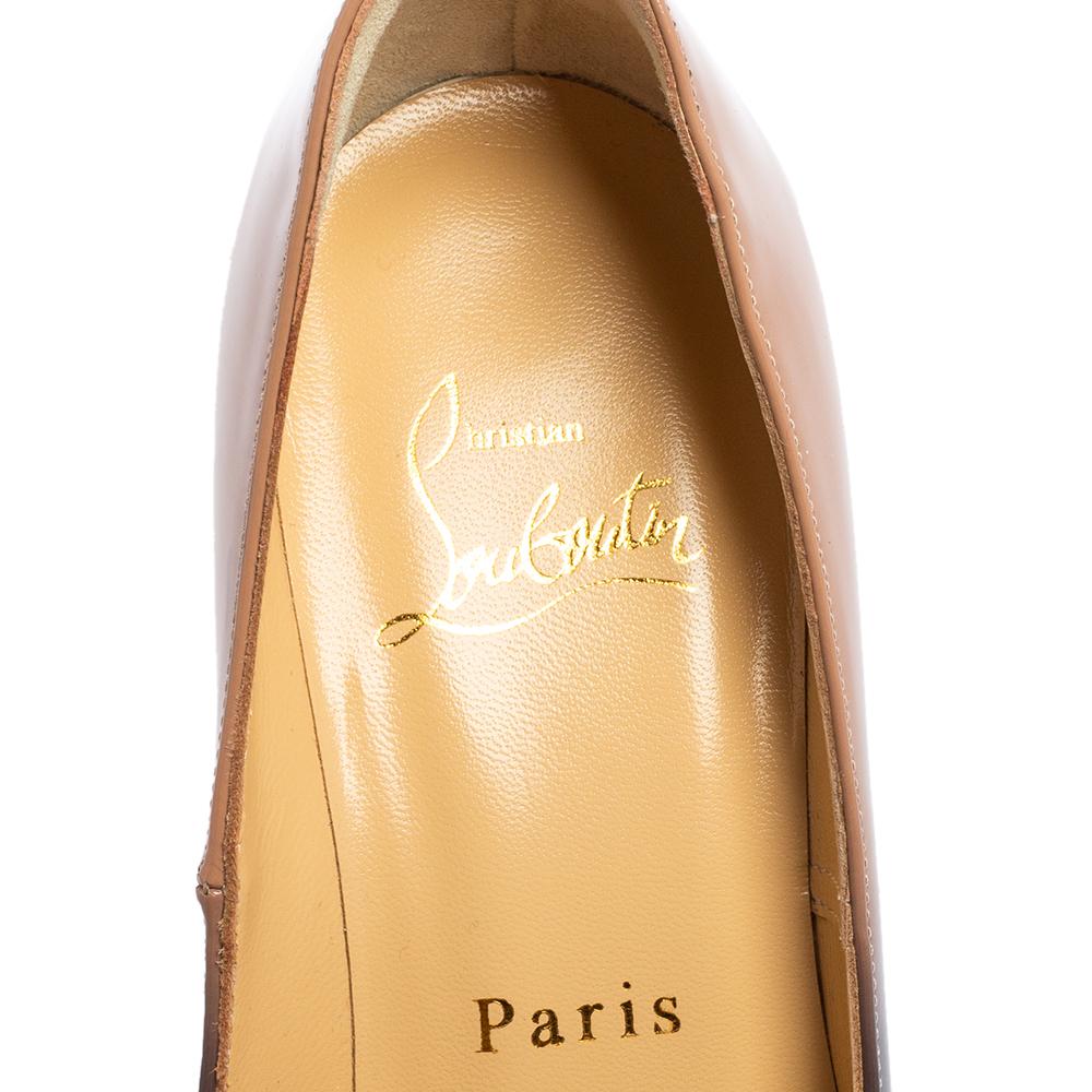 Women's Christian Louboutin Ombre Beige/Black Patent Leather New Very Pumps Size 34