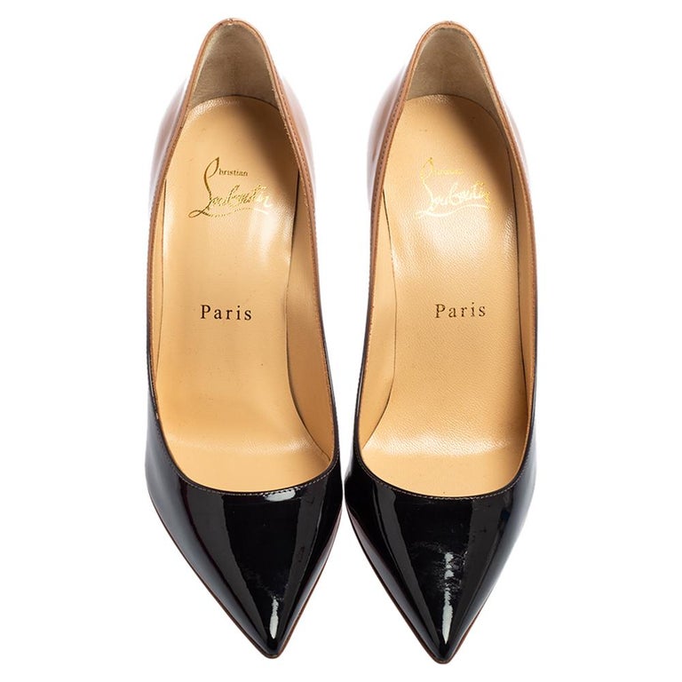 Christian Louboutin Ombre Beige/Black Patent Leather So Kate Pumps Size