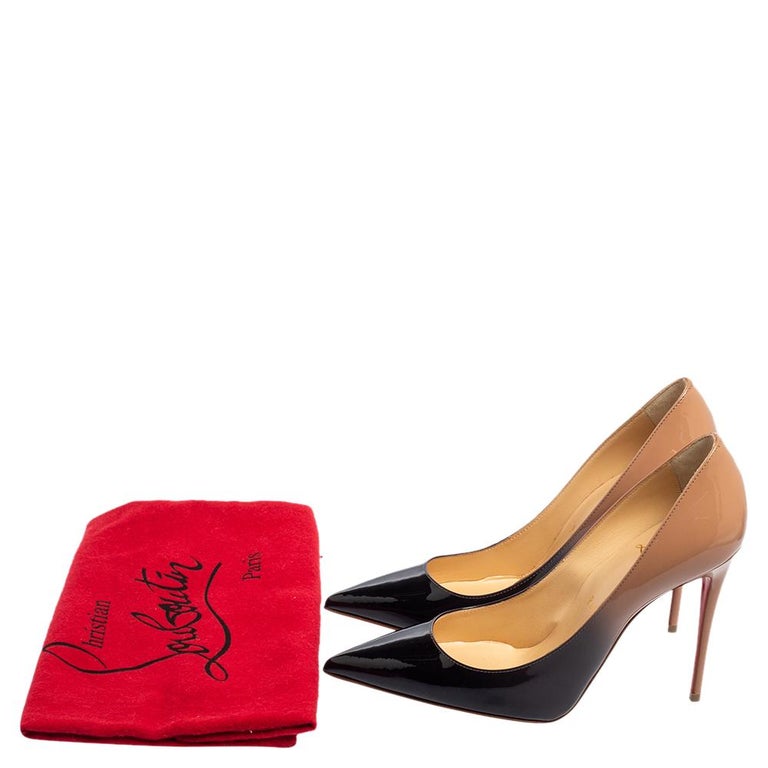 Christian Louboutin Ombre Beige/Black Patent Leather So Kate Pumps Size