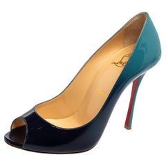 Christian Louboutin Ombre Blue Yootish Degrade Peep-Toe Pumps Size 36.5