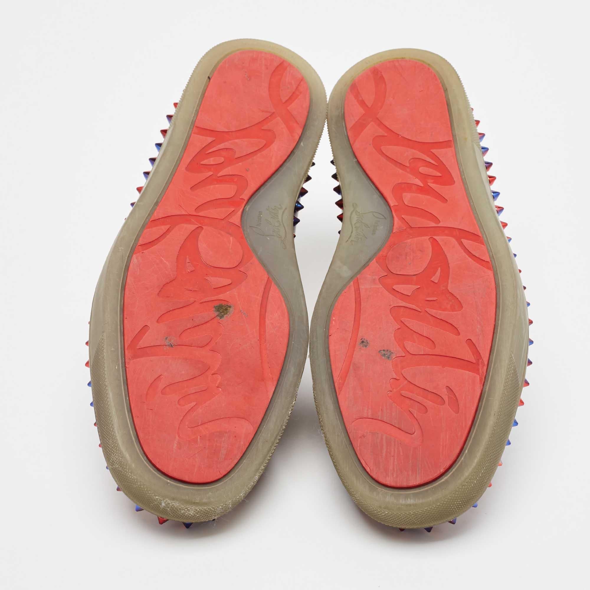 Christian Louboutin Ombre Glitter Patent Leather Pik Boat Sneakers Size 42.5 For Sale 1