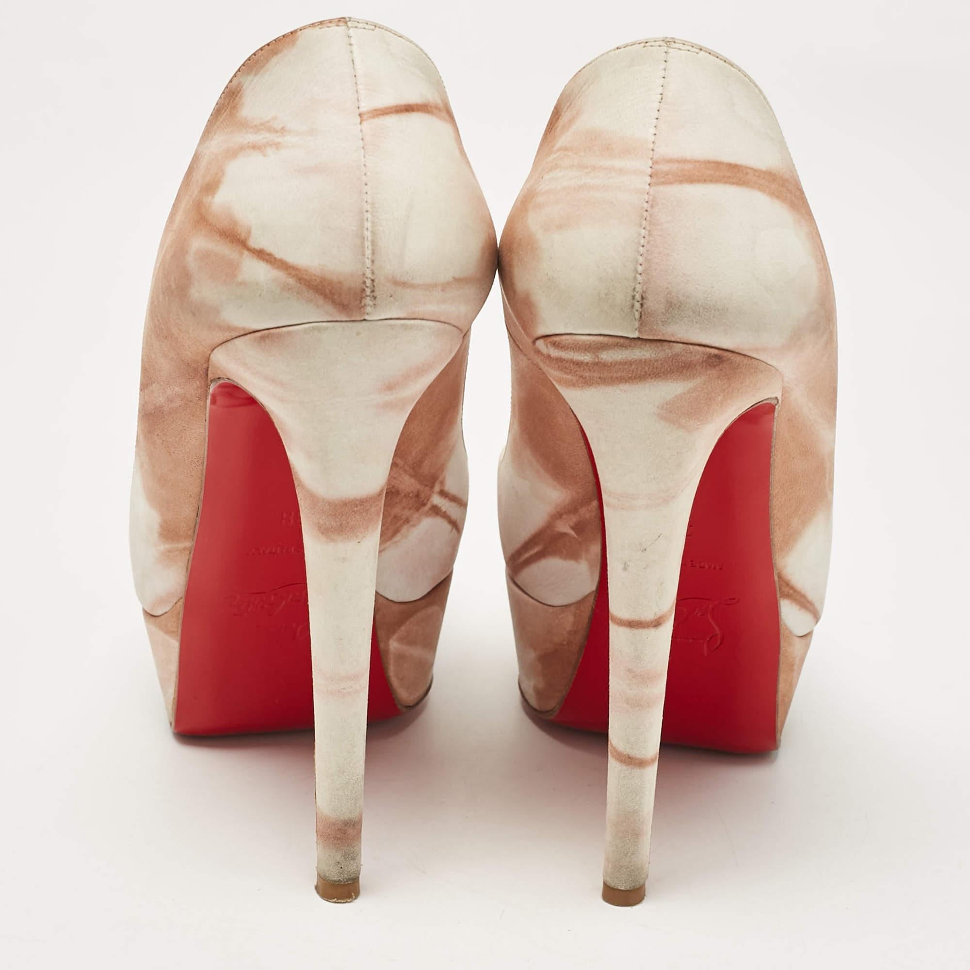 Women's Christian Louboutin Ombre Pink/White Nubuck Leather Lady Peep Pumps Size 38 For Sale