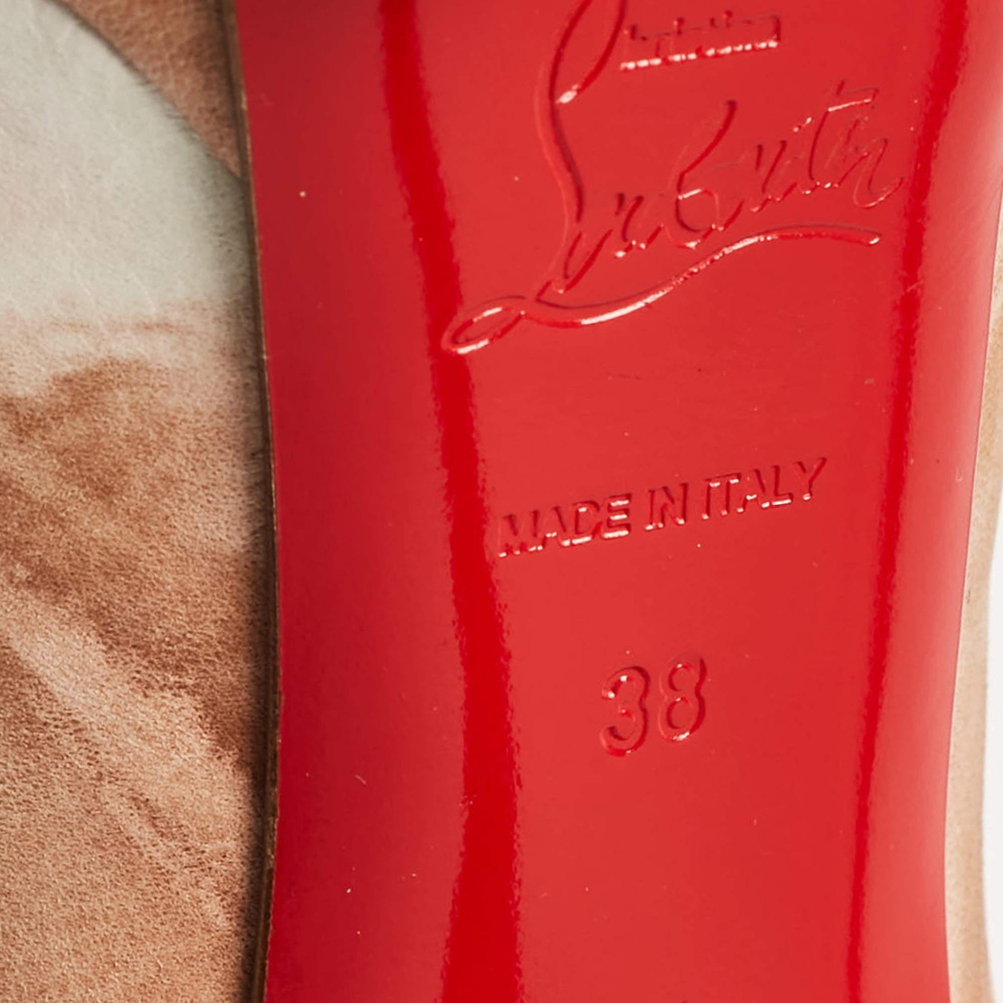 Christian Louboutin Ombre Pink/White Nubuck Leather Lady Peep Pumps Size 38 For Sale 2
