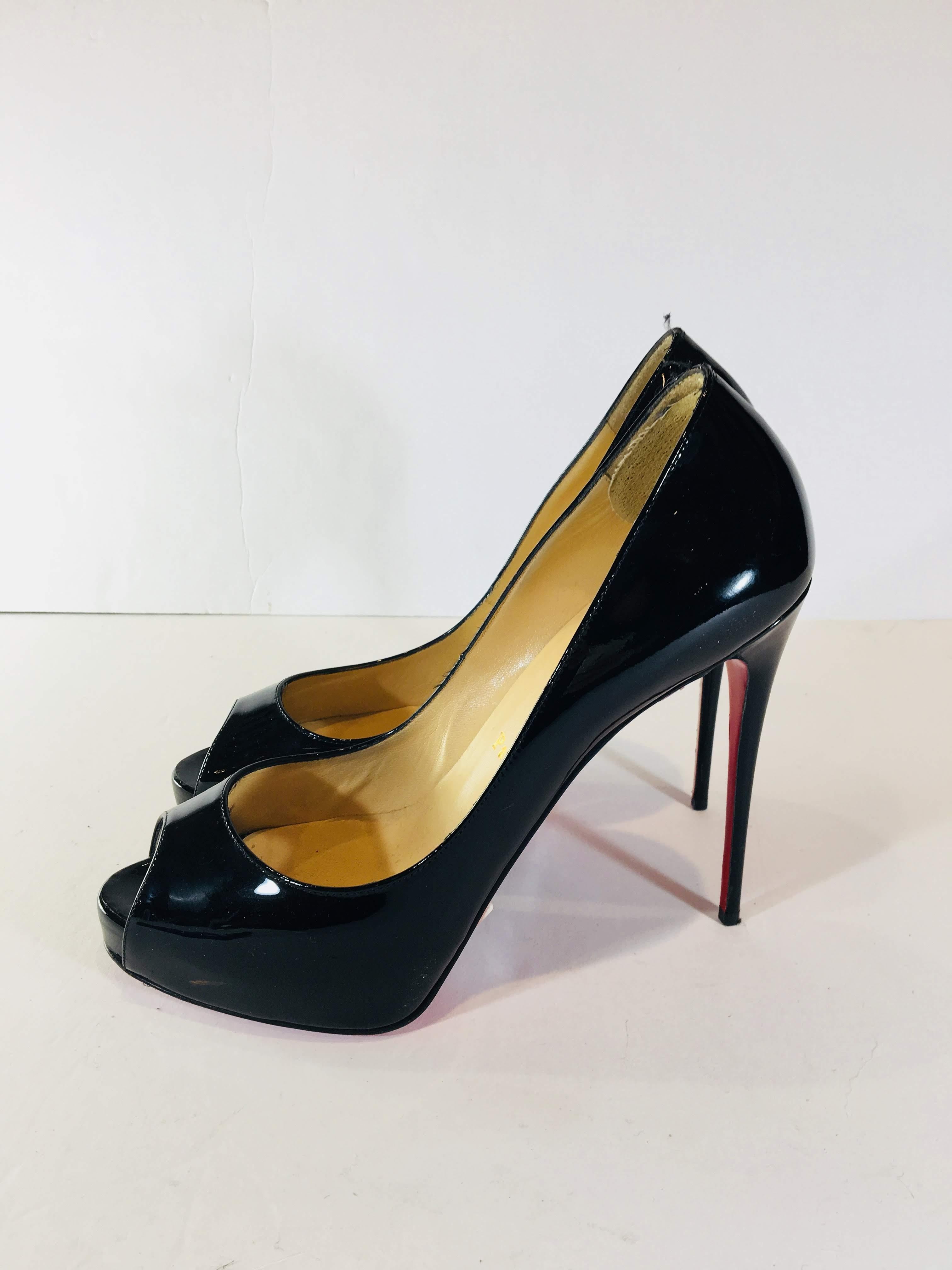 Black Christian Louboutin Open Toe Pumps