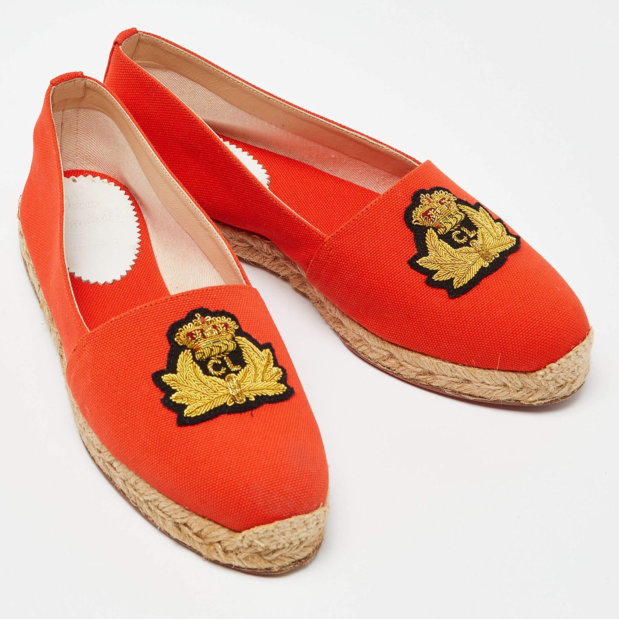 Christian Louboutin Espadrilles Galia en toile orange, taille 38 Pour femmes en vente