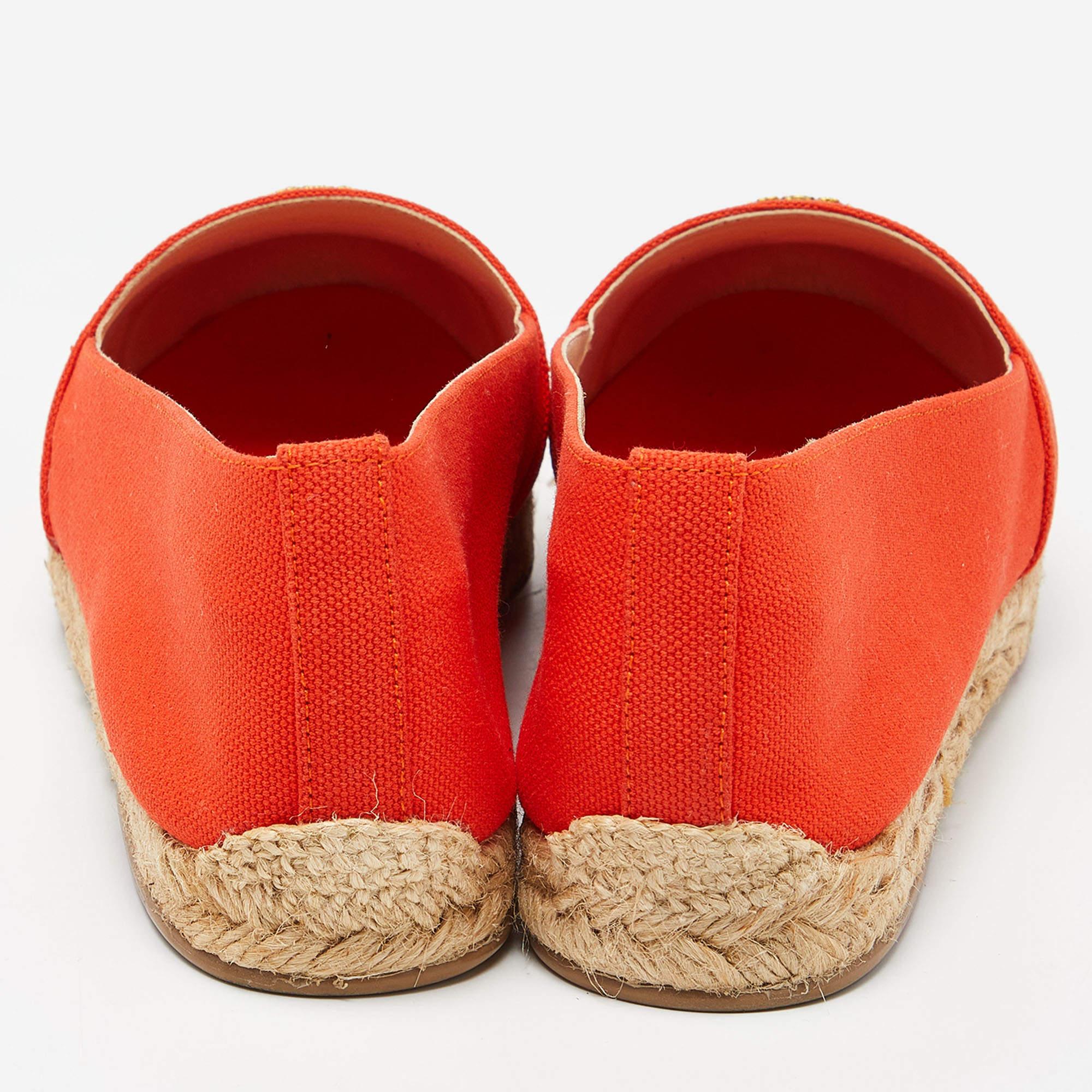 Christian Louboutin Espadrilles Galia en toile orange, taille 38 en vente 1