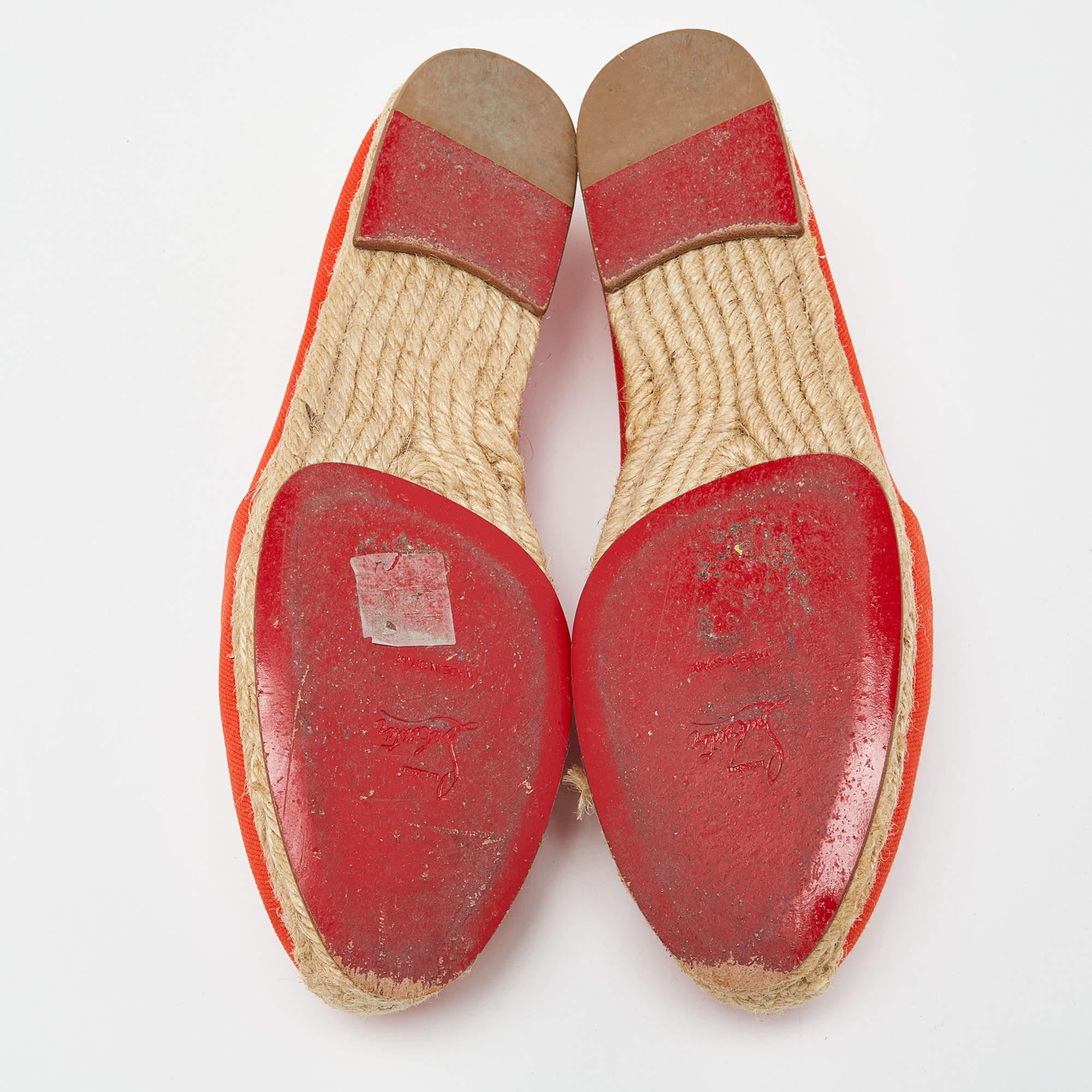 Christian Louboutin Espadrilles Galia en toile orange, taille 38 en vente 2