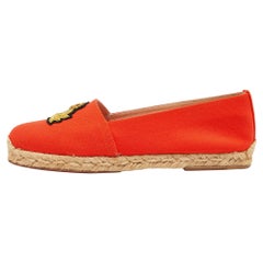 Christian Louboutin Orange Canvas Galia Espadrille Flats Size 38