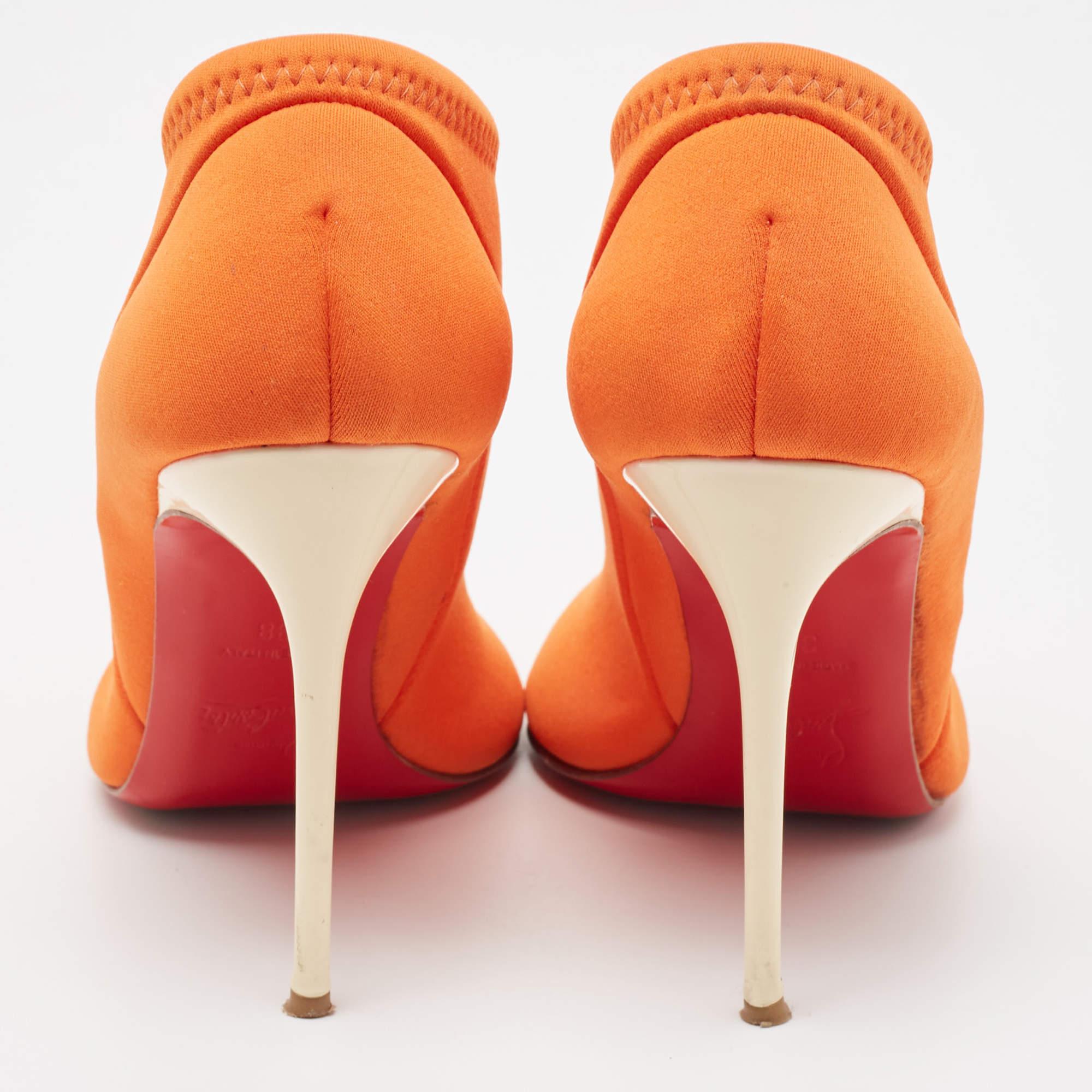 Christian Louboutin Orange Fabric Peep Toe Sandals Size 38 For Sale 4