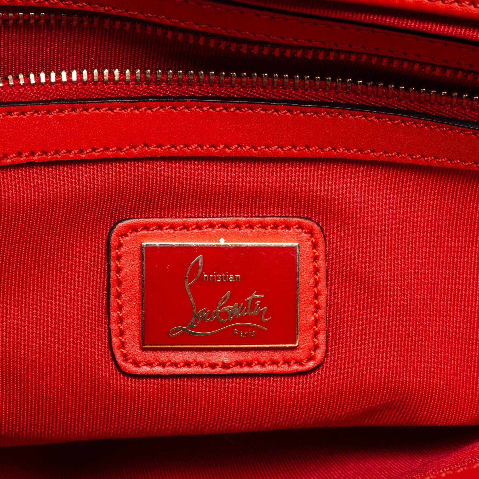 Christian Louboutin süße Charity Umhängetasche aus Leder in Orange/Grau im Angebot 2