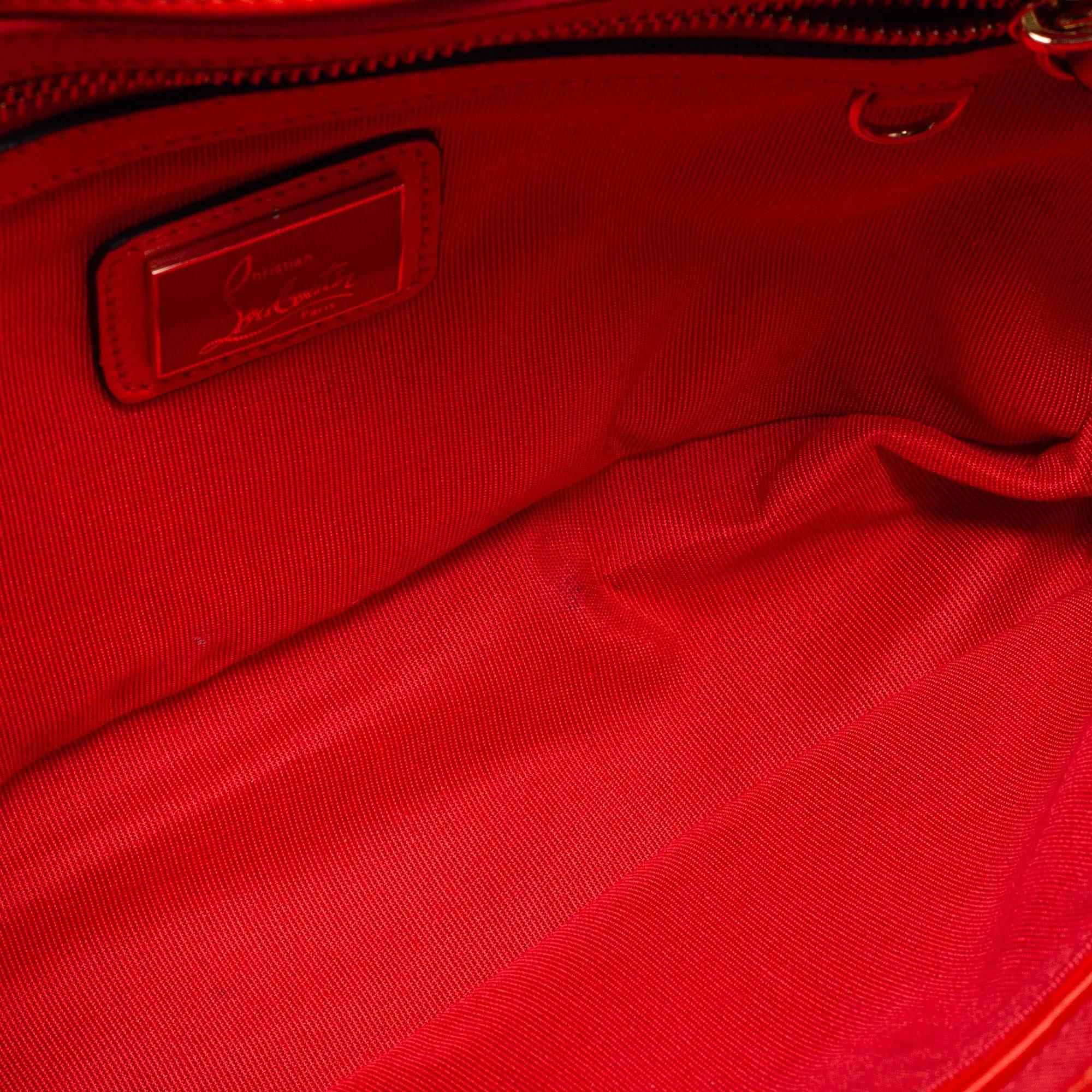 Christian Louboutin Orange/Grey Leather Sweet Charity Shoulder Bag For Sale 3