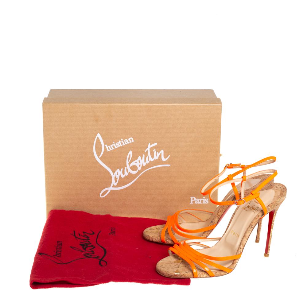 Christian Louboutin Orange Leather Belbride Ankle Strap Sandals Size 38.5 1