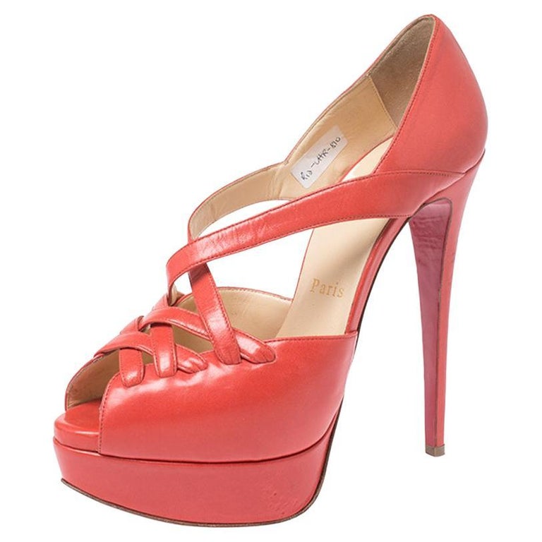 Christian Louboutin Dolly Leather Red Sole Platform Pumps